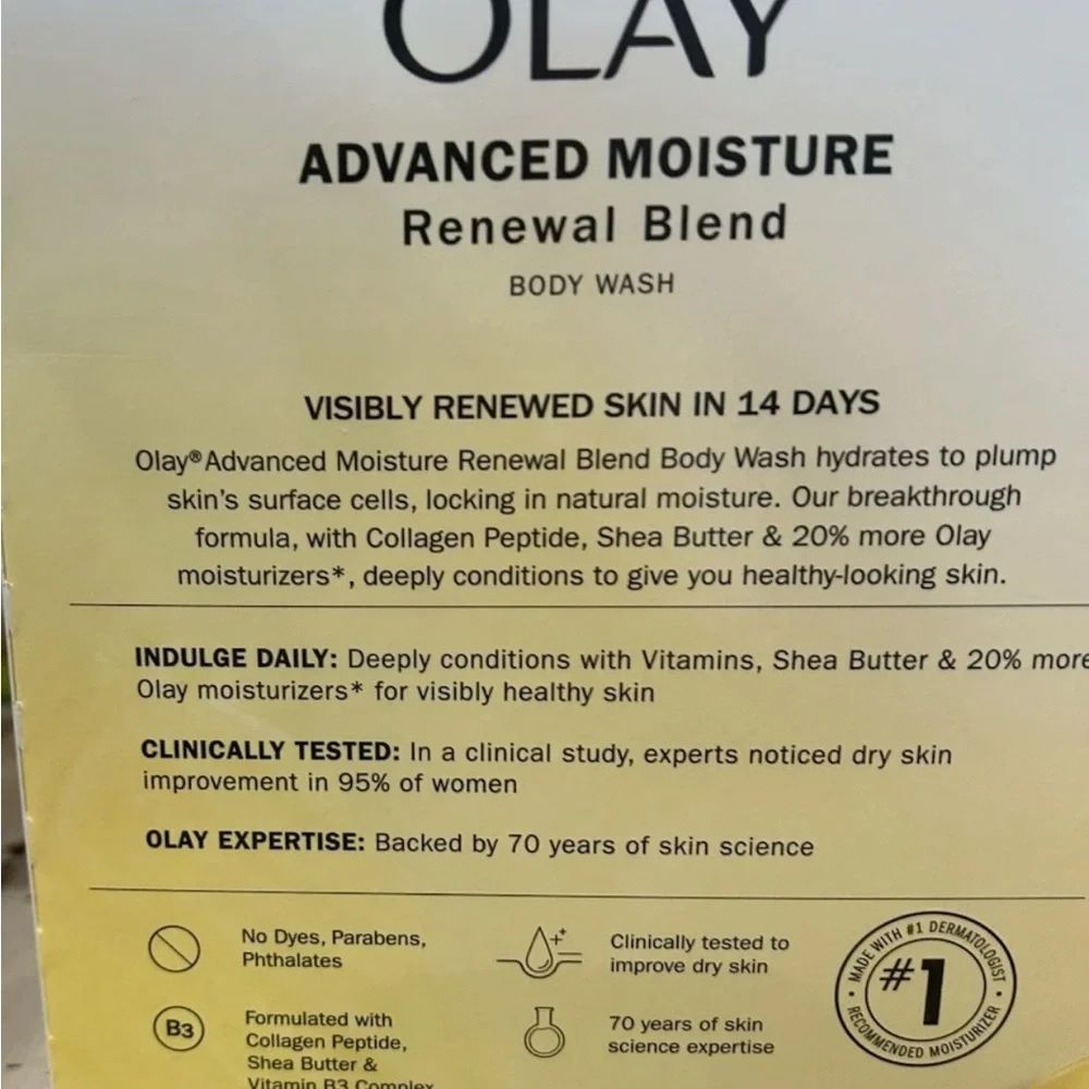 23.6 fl oz OLAY advanced Moisture renewal blend Body Wash with B3 Comp. New